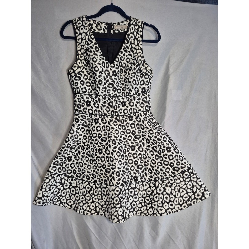 Banana Republic Black White Leopard Print Sleeveless Fit & Flare Dress